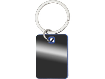 Металлический брелок с пластиковой цветной вставкой "SteelPop Rct", серебристый с синим