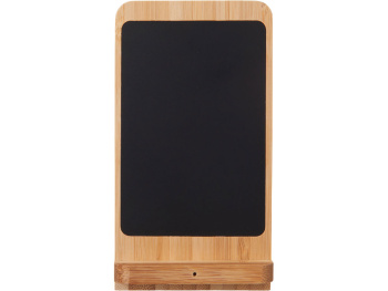 Беспроводное зарядное устройство 2-в-1 с подсветкой лого «Reedia S4», 15 Вт, бамбук, черный