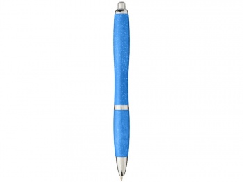 Шариковая ручка Nash из пшеничной соломы с хромированным наконечником, cиний