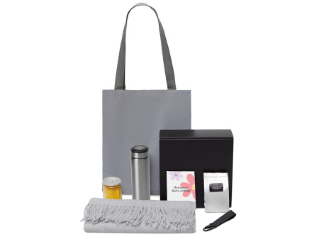 Подарочный набор «Re:f. Walk» с палантином, шоппером и термосом, серый