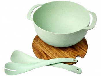 Салатница Lucha из пшеничного соломенного волокна с приборами,  мятный