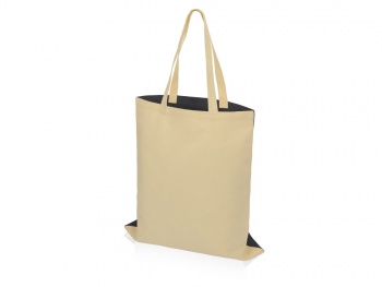 Сумка для шопинга Twin двухцветная из хлопка, 180 г/м2, черный/натуальный