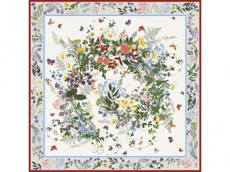 Платок «Русский полевой букет», молочный