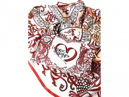 Платок "Русское сердце" 100% шёлк