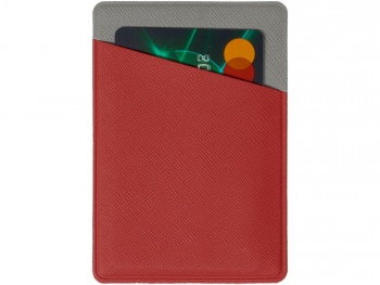 Картхолдер на 3 карты типа бейджа "Favor", красный/серый