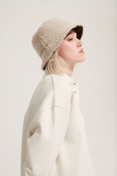 Панама Bucket двусторонняя утепленная, темно-серая с бежевым