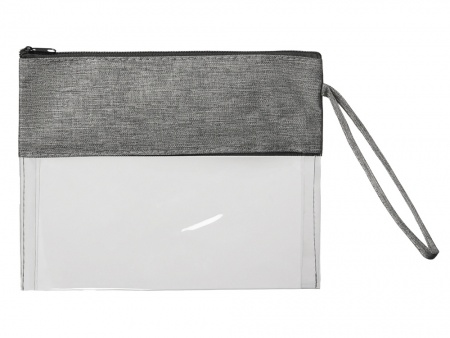 Косметичка из PVC и ткани "Leony", прозрачный/темно-серый