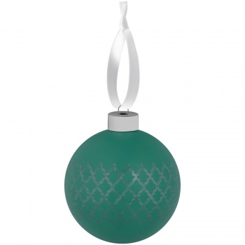 Елочный шар King с лентой, 10 см, зеленый