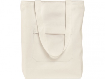 Сумка на молнии Zipper из хлопка 280 г c карманом на молнии спереди, натуральный