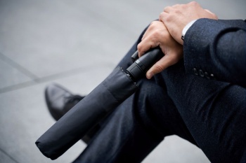 Зонт складной Lui, черный с красным