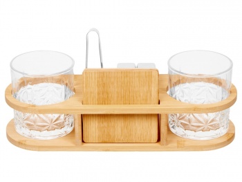 Набор для виски на бамбуковой подставке "Boulevardier"