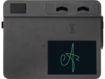 Многофункциональный коврик для мыши «Multi Pad» с беспроводной зарядкой и LCD экраном, 10 Вт, черный