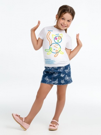 Футболка детская с термонаклейками «Собери кота», белая