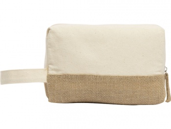 Косметичка "Jute" с ручкой из хлопка и джута, натуральный