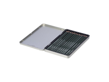 Набор чернографитовых карандашей  "Sketch & Art" ,12 шт. 2h-9b, металлическая коробка с ложементом