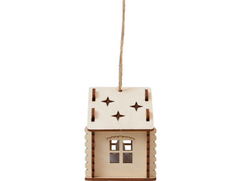 Подвеска с подсветкой домик (с мерцающей свечкой)