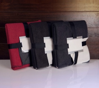 Плед  "Твин" двусторонний, синий/белый,  130х150 см, плотность 350 г/м2