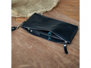 Барсетка кожаная, черный