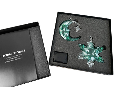 Елочные игрушки (Полумесяц+Снежинка) Авантюрин зеленый