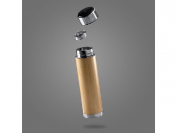 Термос CEDRO из нержавеющей стали 304 и бамбука с заварочным устройством, 480 мл, натуральный