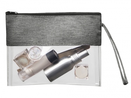 Косметичка из PVC и ткани "Leony", прозрачный/темно-серый