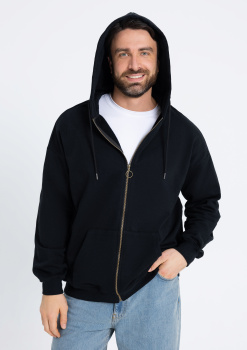 Толстовка Единый размер One size, с капюшоном на молнии футер без начёса 350, 72, Чёрный,  (20)  (ONE SIZE/ONE SIZE)