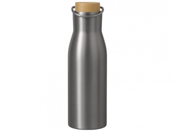 Вакуумная термобутылка с бамбуковой крышкой «Klas», 500 мл, серебристый