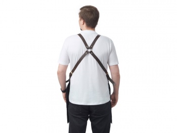 Фартук из канваса с ремнями из натуральной кожи, материал: канвас смесовый, плотность 450 гр/м, натуральная кожа КРС, цвет черный, коричневый темный