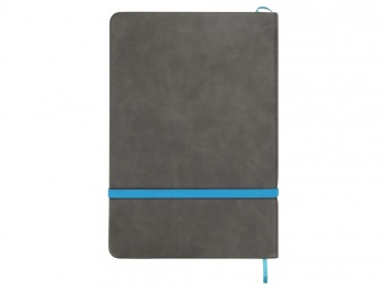 Блокнот «Color» линованный А5 в твердой обложке с резинкой, серый/синий