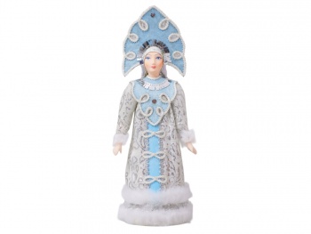 Подарочный набор: кукла фарфоровая, плед флисовый, голубой/синий