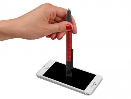 Ручка-стилус пластиковая шариковая многофункциональная (6 функций) «Multy», красный