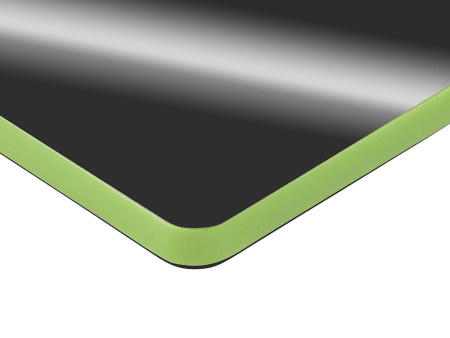 Металлический брелок с пластиковой цветной вставкой "SteelPop Rct", серебристый с зеленым яблоком