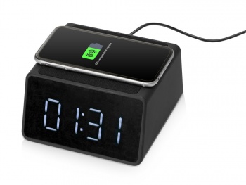 Беспроводная колонка с часами и функцией беспроводной зарядки «Sentry», черный (P)