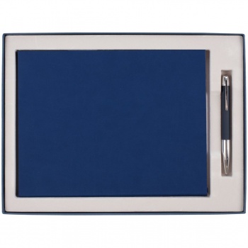 Коробка Roomy с ложементом под ежедневник А4 и ручку, синяя