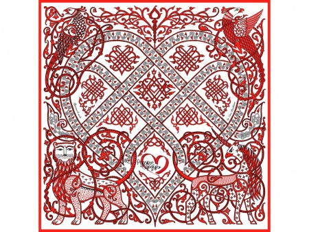 Платок "Русское сердце" 100% шёлк