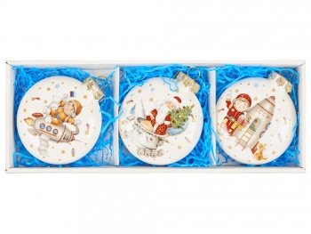 Набор игрушек Медальон Космическое путешествие в подарочной коробке, 3 шт